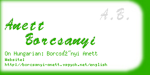 anett borcsanyi business card